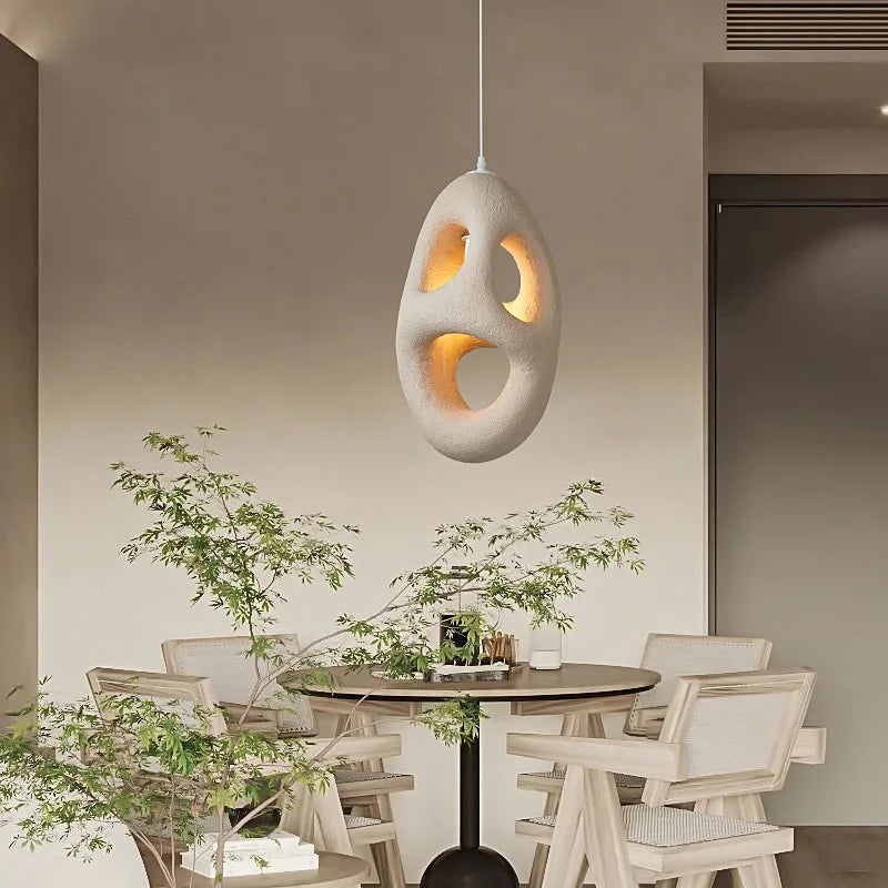 suspension wabi sabi style japonais en résine artisanale - vue 5 sur 9