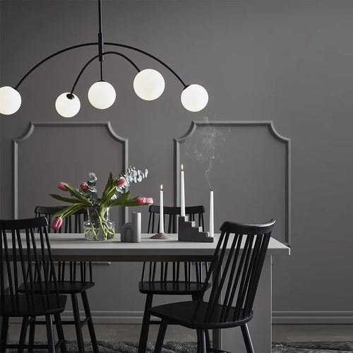 Danish Designer Suspenion Milky Glass Hanging Light Ceiling Chandeliers Nordic Pendant Lamp for Living Dining Room Kitchen - vue 6 sur 8