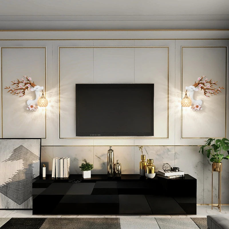 appliques murales modernes en résine style chinois cerf fortune - vue 7 sur 10