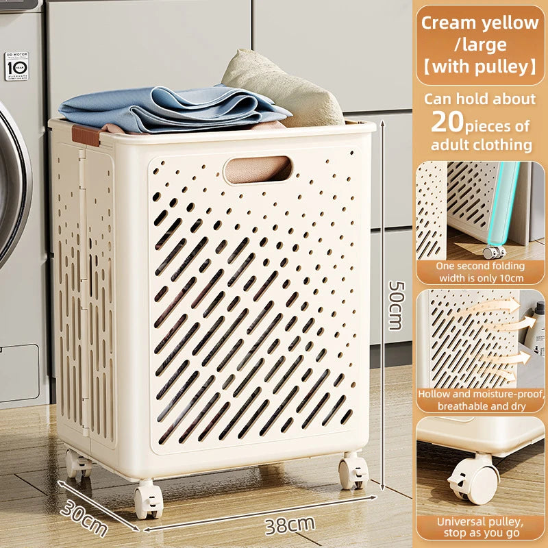 panier à linge pliable avec roulettes grande capacité multifonctionnel - vue 9 sur 14