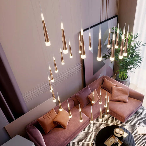 lustre led minimaliste moderne pour escalier duplex loft - vue 4 sur 17