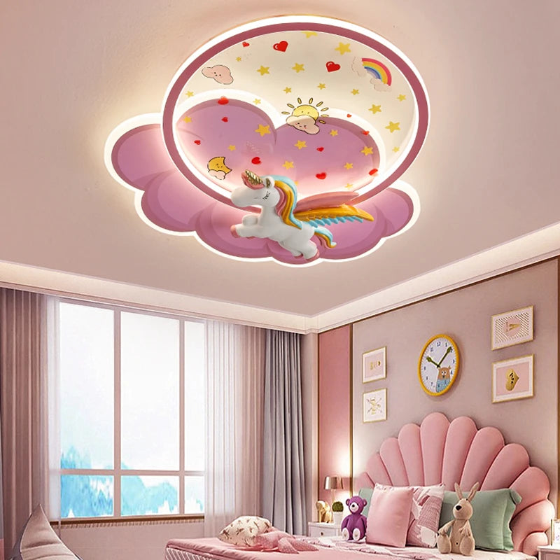 plafonnier licorne led pour fille avec télécommande optionnelle
