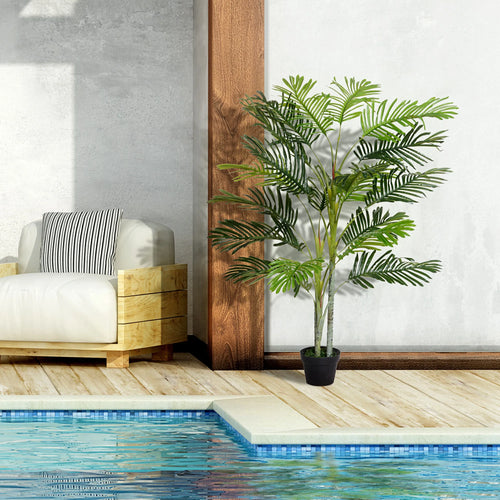 plante artificielle palmier avec pot et mousse décorative - vue 6 sur 6