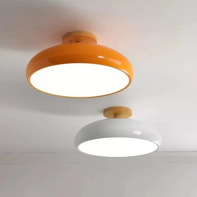 Vintage LED plafonnier en bois nordique Orange PVC rond Luminaire salon chambre salle à manger couloir intérieur décor Luminaire