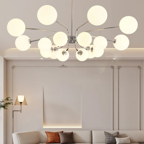 suspension en métal chromé avec boule de verre décorative - vue 3 sur 10