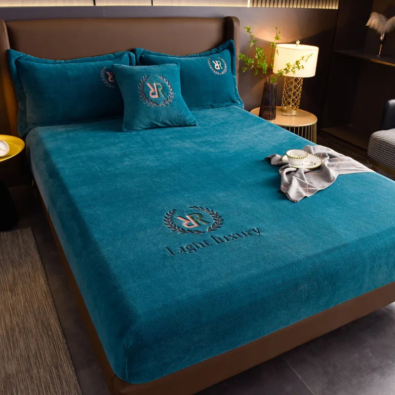 drap-housse en peluche douce et flanelle solide