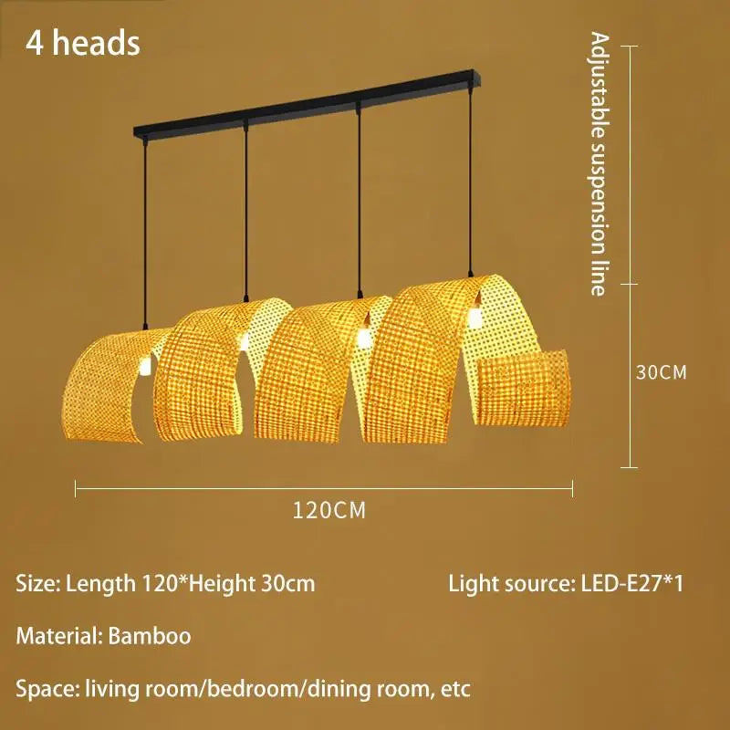 lustre en bambou style japonais pour décoration zen asiatique - vue 8 sur 11