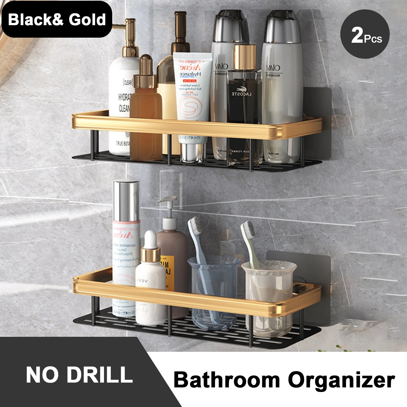 etagère murale sans perçage pour rangement de salle de bain et cuisine - vue 12 sur 30