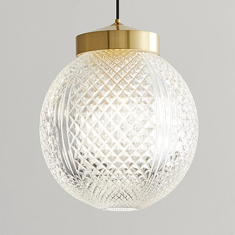 lampe suspendue moderne en cuivre avec cordon en verre réglable - vue 5 sur 9