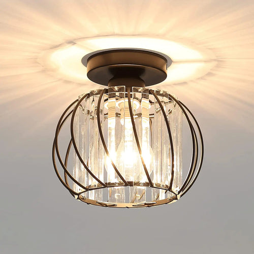 plafonnier moderne en cristal avec éclairage industriel led