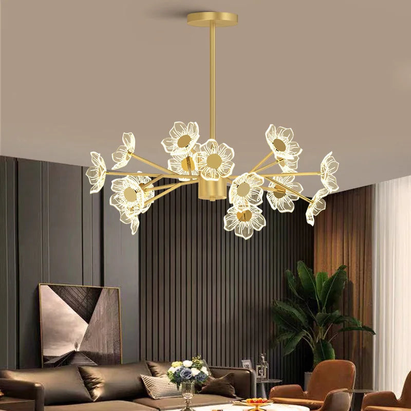 lustre moderne en fleurs pour décoration intérieure élégante - vue 3 sur 11