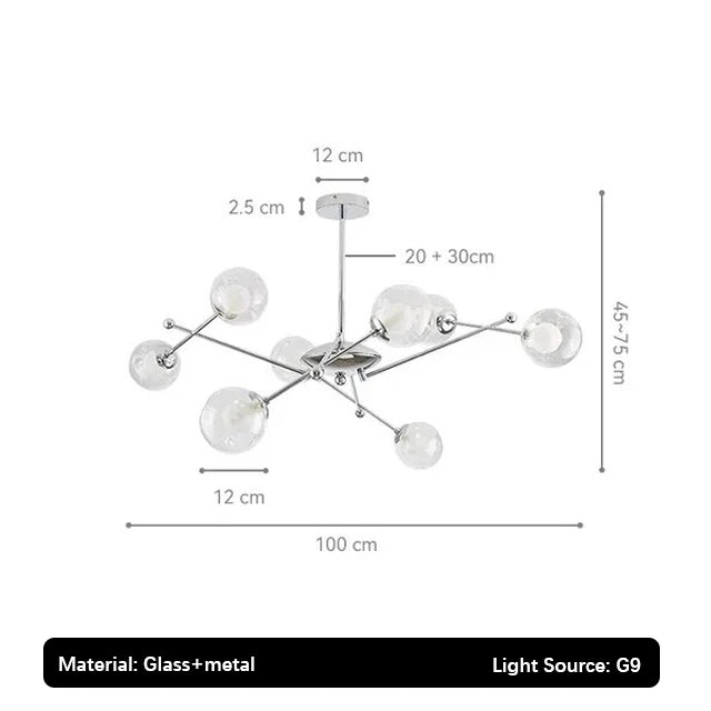 2024 Glass Chandelier Chrome Magic Bean Lights for  Living Room Pendant Lamp Bedroom Dining Room Ceiling Hanging Lamp - vue 8 sur 9