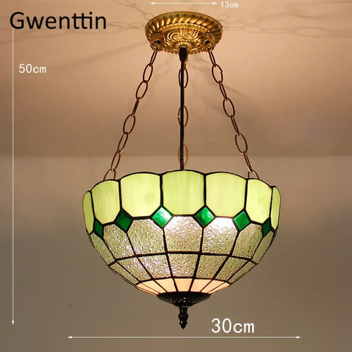 suspension en verre teinté style tiffany pour décoration intérieure - vue 15 sur 26
