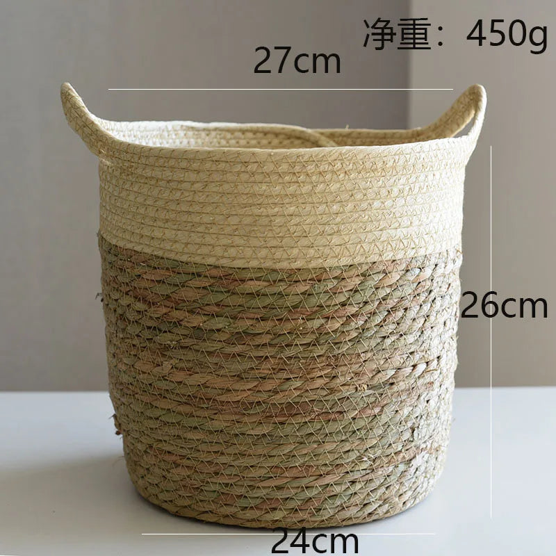 panier de rangement en paille pour décoration artisanale moderne - vue 10 sur 12