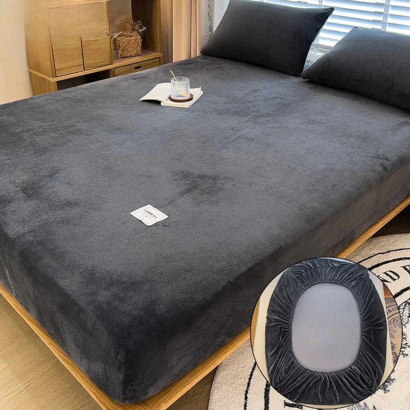 housse de matelas en velours chaud pour l'hiver douce et confortable