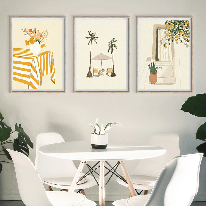 peinture murale fruits citron décoratif été sous les palmiers