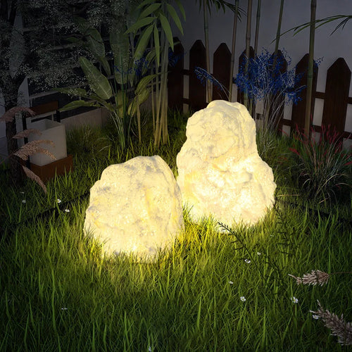 lampadaire de cour en rocaille résine décoratif étanche extérieur - vue 4 sur 9