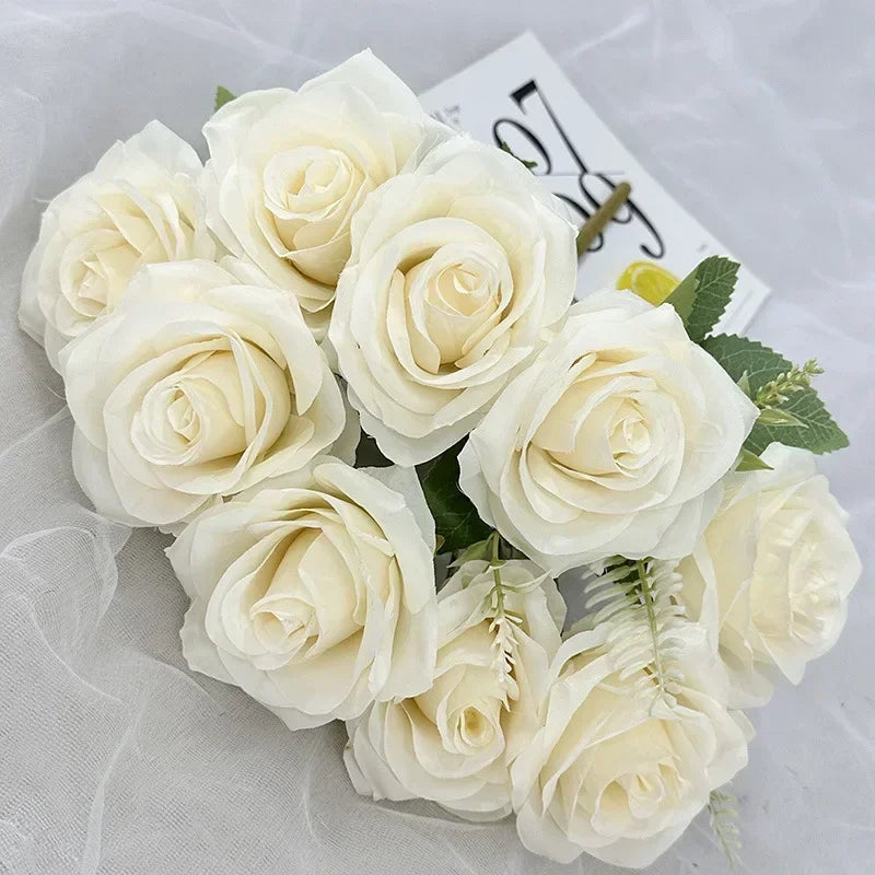 bouquet de roses artificielles en soie pour décoration de mariage