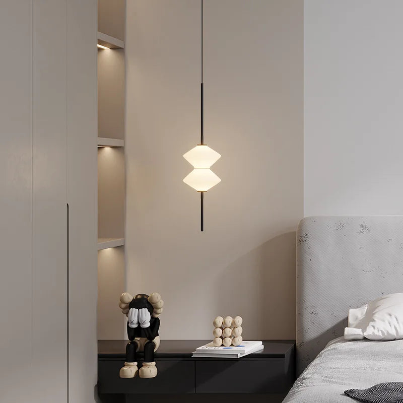 lampe led suspendue en verre moderne avec fil métallique réglable - vue 3 sur 10