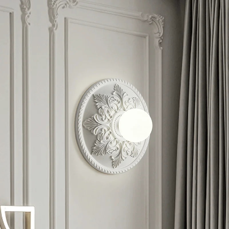 applique murale française ronde rétro haut de gamme abat-jour en verre - vue 4 sur 8