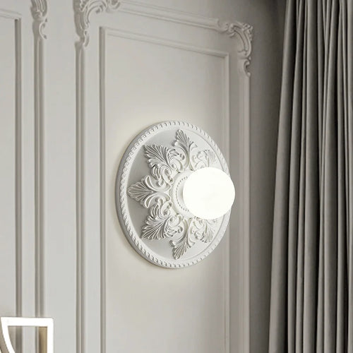 applique murale ronde rétro en verre blanc haut de gamme - vue 4 sur 8