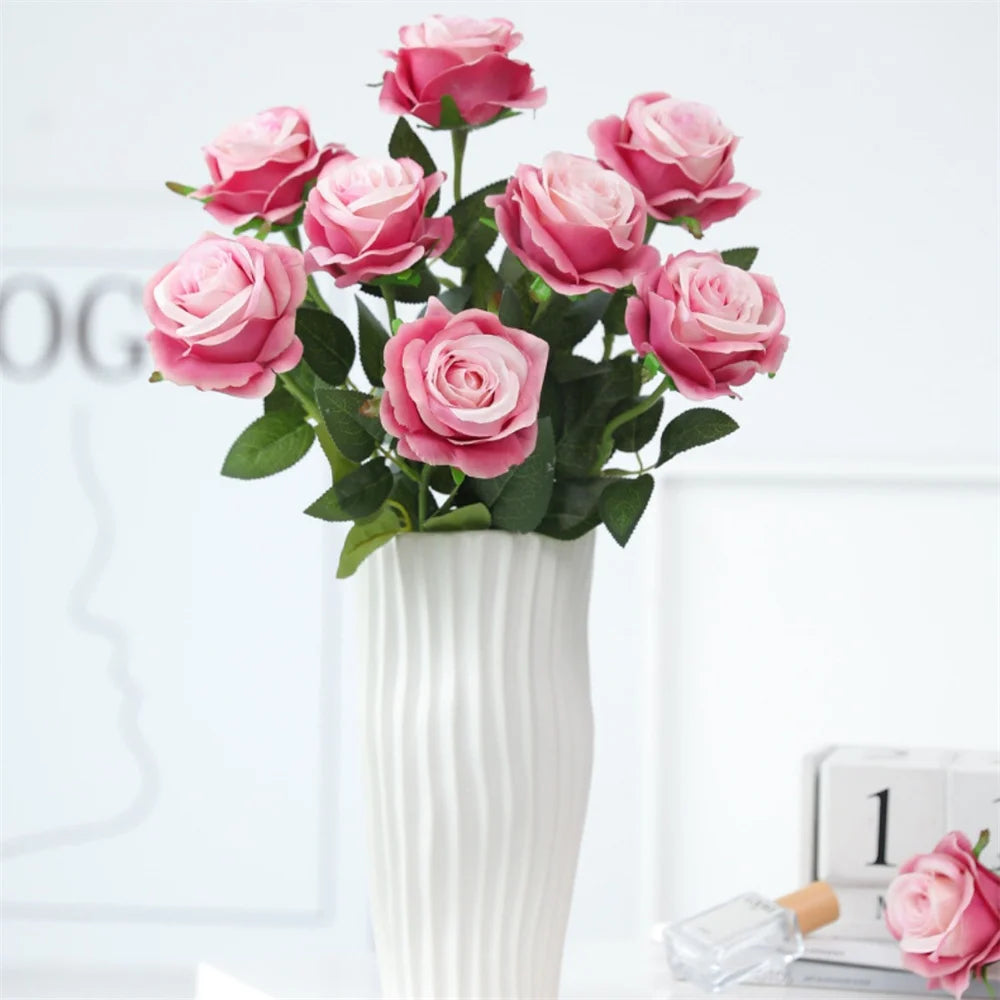 fleurs de roses artificielles en soie pour décorations romantiques - vue 4 sur 13