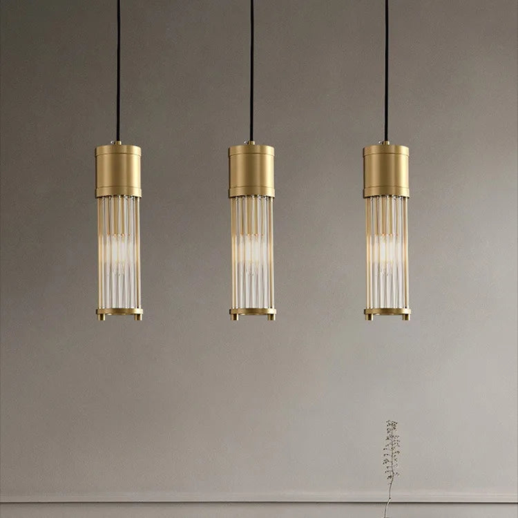 suspension à led en cuivre avec abat-jour en verre réglable - vue 6 sur 7