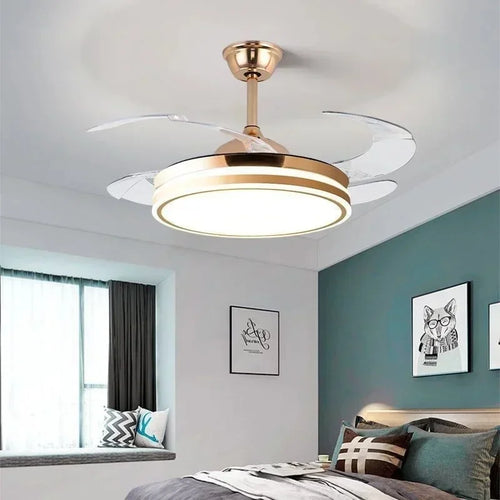 ventilateur de plafond moderne avec lumière et télécommande - vue 2 sur 7