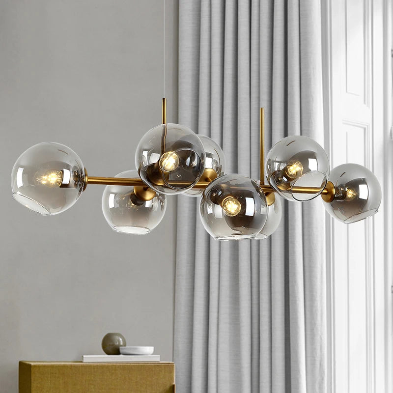 lustre moderne en verre pour bar et table à manger - vue 3 sur 8