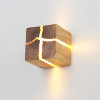 applique murale led en bois massif et résine faite à la main