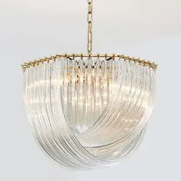 lustre moderne en métal et verre avec éclairage led