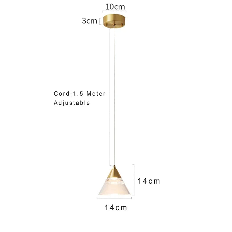 Lamp Modern Acrylic Pendant Light Fixtures Gold, Mini Pendant Lighting For Kitchen Island, Dining Room, Bedroom, Hallway, Kitch