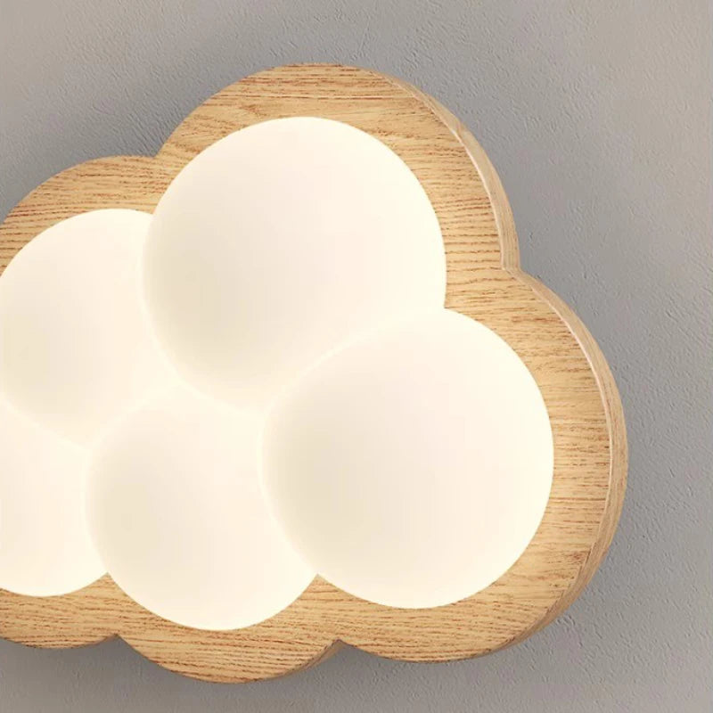 applique murale en bois massif nuage pour chambre d enfant - vue 6 sur 9