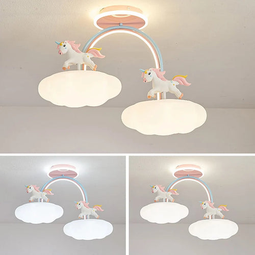plafonnier licorne animée avec télécommande et lumière spectre complet - vue 4 sur 8