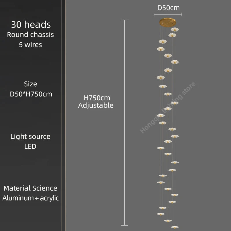 lustre moderne à led pour éclairage intérieur décoratif - vue 23 sur 26