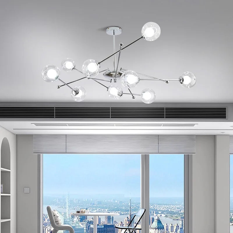 lustre en verre clair style bauhaus pour hôtel