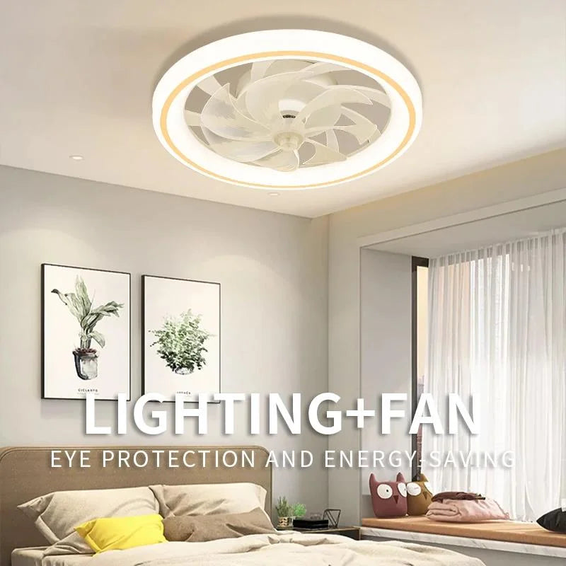 ventilateur intelligent avec lumières et télécommande décoratif - vue 3 sur 9