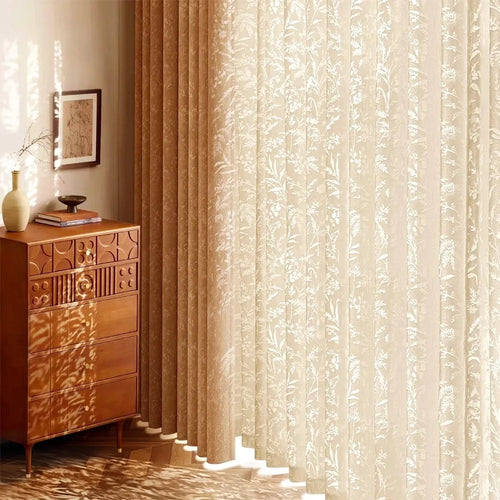 Voilage dentelle élégant floral pour salon chambre moderne