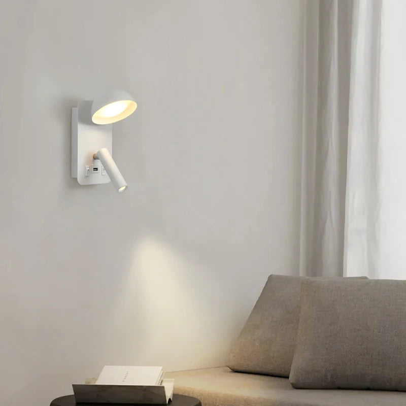 applique murale led luminaire avec interrupteur interface usb éclairage art - vue 4 sur 8