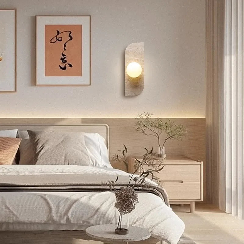 applique murale en pierre naturelle et verre ampoule g4