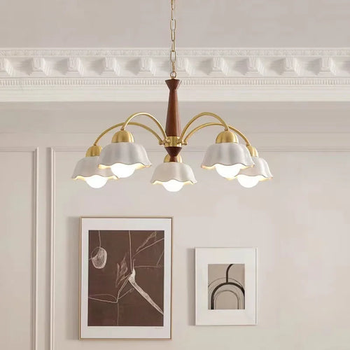 lustre moderne en céramique à fleurs pour intérieur contemporain - vue 6 sur 12