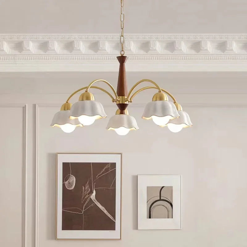 lustre moderne en céramique à fleurs pour intérieur contemporain - vue 5 sur 12