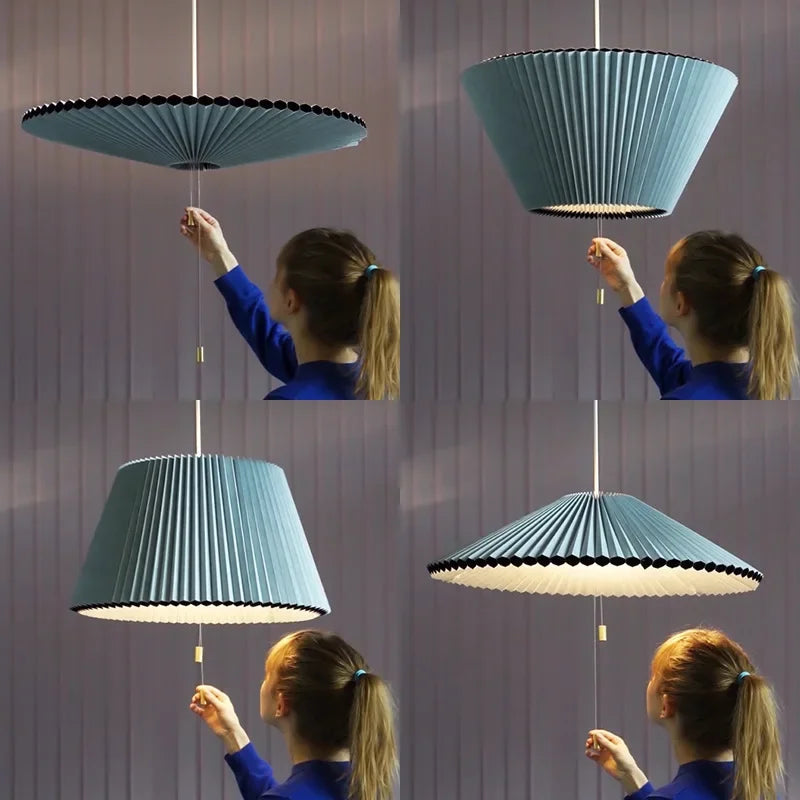 Suspension Art Design plissé déformé tissu parapluie lustres décor à la maison LED d'éclairage pour chambre salon salle à manger