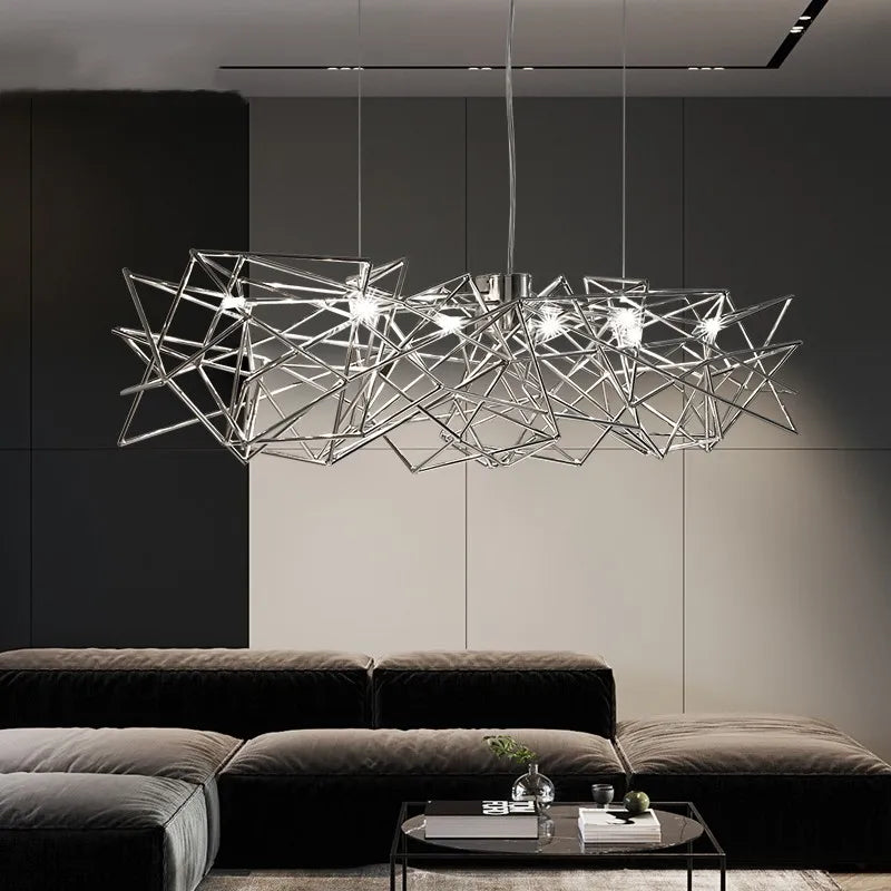 lustre post-moderne de luxe design italien nordique étoile rectangulaire