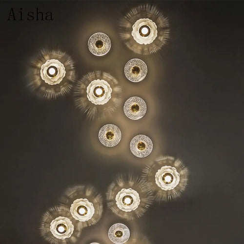 applique murale led en forme de fleur décorative en métal doré - vue 3 sur 9