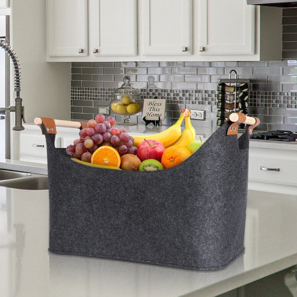 panier en feutre pliable pour rangement bois et vêtements - vue 4 sur 11