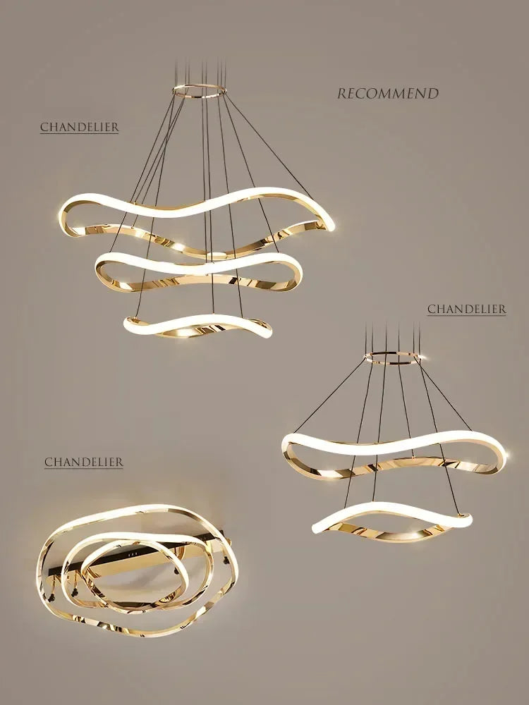 lustre led nordique suspendu décorations de luxe pour maison - vue 6 sur 9