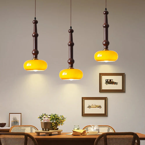suspension en bois et verre au design moderne et créatif - vue 3 sur 10