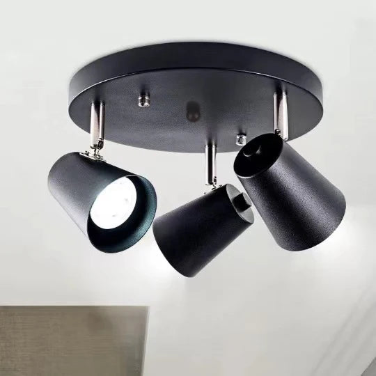 plafonnier industriel rétro à trois têtes en fer simple - vue 8 sur 8