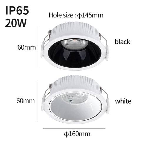 Downlight impermeável IP65LED, umidade e névoa, cozinha banheiro e vaso sanitário holofotes, beirais ao ar livre , 20W, - vue 7 sur 6